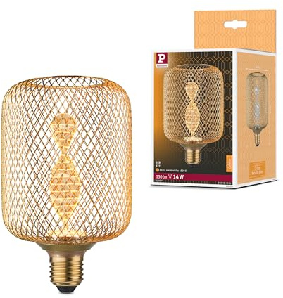Paulmann 29084 Metallic Glow Edition Standard 230V LED Leuchtmittel Zyl E27 Helix 3,5W 130lm 100mm Messing Metall 1800K