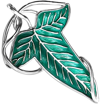 Bahamut Broches Épingles Élégantes Elfiques Feuille d'Arbre Verte en Émail pour Femmes Hommes, Épingle de Fermoir de Cape de Cosplay Cadeaux, 2.51x1.77inch, Métal, Non