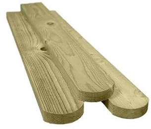 Premium Picket Garden Fencing - Timber Treated Wood Fencing Boards (3'' x 3ft) Rounded Top Planed and Smooth Round Top Pales, Pack of 5