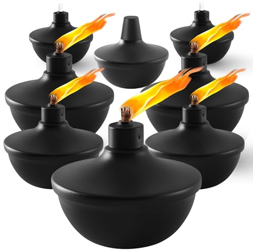 ZSPENG 8 Pack Metal Table Top Torches,23.5 oz Citronella Torches for Outside,Refillable Flame Light Torch with Wicks and Covers for Party, Garden Decor,DIY