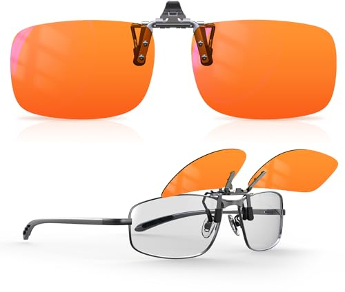 Goiteia Gafas de clip con bloqueo de luz azul, para computadora y juegos para una mejor noche de sueño, antifatiga ocular, adecuadas para pantallas, juegos, televisores, teléfonos móviles, Naranja