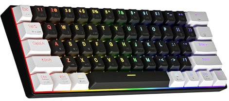 NEWMEN GM610 Wireless Mechanical Keyboard, 60% USB C Wired/Bluetooth/2.4Ghz RGB Backlit Compact Hot Swappable Gaming Keyboard, White Anti-Ghosting PC Mac Windows Android