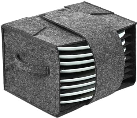 lomdung Portapiatti in Feltro da Campeggio con 8 Scomparti, Organizer per Piatti per Camper 27 * 15 * 5cm Impilabili, Borse in Feltro con Maniglia per Campeggio Camper Roulotte e Barche