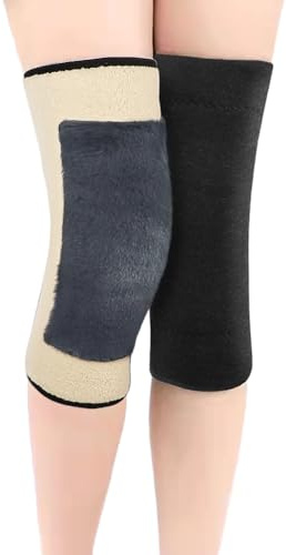 IBLUELOVER 1 par termisk fleece knävärmare tjocka knästöd ärmar elastiska benvärmare vinter varm kompression knäskydd leggings strumpor för knäuppvärmning, träning, cykling, löpning, Svart kort L, en