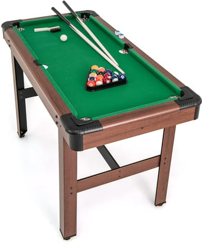 HOMASIS Mini Billardtisch, Billiard Tisch mit 2 Queues 2 Kreiden 16 Bällen Dreieck & Bürste, Tischbillard für Bar & Party, Pool-Billardtische Billard-Spiel für Kinder & Erwachsene, 122x61x76cm (Grün)