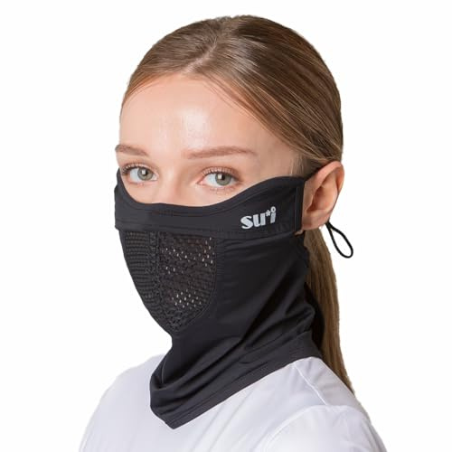 SUIGOLF KOREA (Type G) UV Sun Protection Balaclava Half Face Mask - for Hiking, Running, Cycling & Outdoor Sports (G-6 Black, Large)
