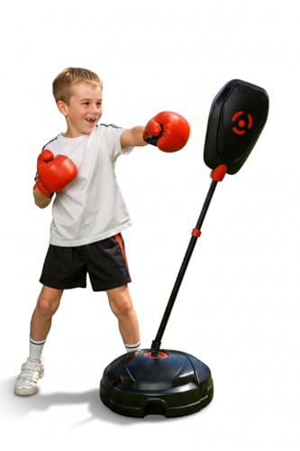 OLEOCA Punching Bag for Kids – Adjustable Boxing Bag with Stand & Gloves, Adjustable Height, Fun Training & Indoor/Outdoor Active Play, Durable Base – Kids Boxing Set for Ages 5+