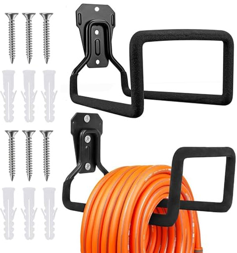 Foreverup Soporte de manguera, Soporte para Manguera de jardín, Soporte para Manguera de Pared, Gancho metálico para Manguera Negro, con Capacidad de Carga de 50 kg para jardín, Garaje y Taller