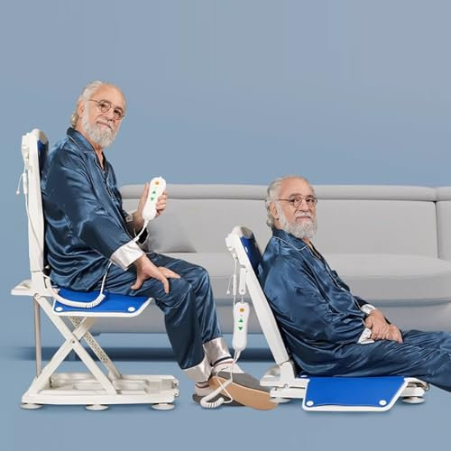 LBMED Silla Elevadora Eléctrica Plegable, Dispositivo Asistencia para Sillas Elevadoras con 6 Ventosas Antideslizantes Y Control Remoto,Altura Elevación 6-56 Cm, Capacidad Carga 142kg,Apto para Baño