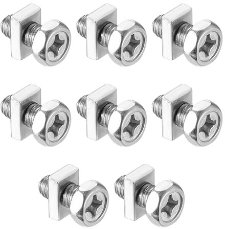 8 Piezas Tornillos M6 x 12 mm con Tuercas para Batería de Moto Scooter, Kit de Fijación para Terminales de Batería en Acero Zincado (8 Tornillos, 8 Tuercas Cuadradas)