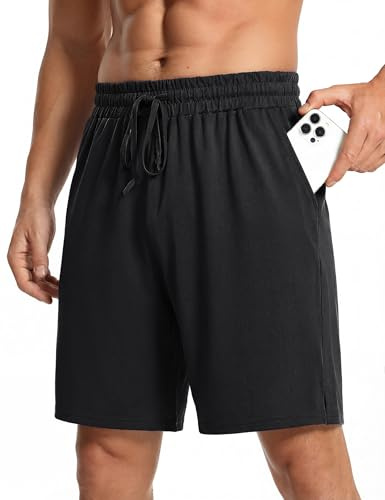 Demegimi Short Sport Homme Pantalon Court de Course Haute Élasticité pour Fitness Tennis et Entraînement Quotidien ，Noir，XXL