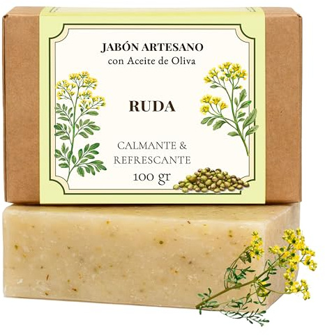 CABRERIZO SOAP Jabon de Ruda Natural Vegano – Jabón facial limpiador 100 g. | Pastilla Jabón de Ruda Natural sin parabenos - Pastilla Jabon Cara Mujer y hombre para Limpieza y Cuidado de la Piel