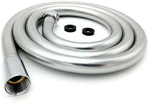 Xcel Home Wras Duschschlauch mit solidem Anschluss 1,5 m, auslaufsicher, glatt, Perlsilber, PVC, flexibel, Knickschutz, mit solidem Anschluss (Produktcode: Sh150-Sil-Wras SNL)