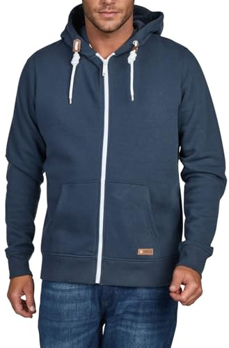 riverso RIVThilo Veste à capuche Pour homme - Fermeture éclair - Uni - Coton - Gris - Marron - Vert - Rouge - Bleu - Noir - Tailles S M L XL 2XL 3XL 4XL 5XL