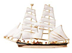 Knighthood Pin de solapa de barco de vela blanco y dorado para hombres y mujeres LP-45