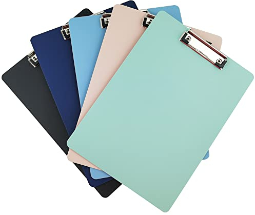Porte-Bloc en Carton,5 Pièces Planchettes à Pince Porte Bloc A4 Avec Pince,Pour Une Utilisation En Salle De Classe Et Au Bureau(5 Couleurs)