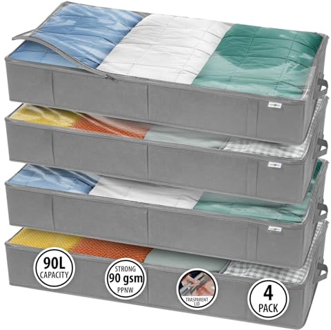 StorageExpert Closet Organizers and Storage - Maximize Space with Under Bed Storage Containers & Clothes Storage - Ideal Closet Organizer, Toy Storage Organizer & Underbed Storage (Grey, 4 Pack)