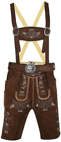 TR Martha Lederhose Herren Tracht - Trachtenhose Herren Ziegenleder (100% Ziegenleder) - Kurze Lederhose antik mit Trager und gurtel Gr. 46-60 (54, Dunkelbraun)
