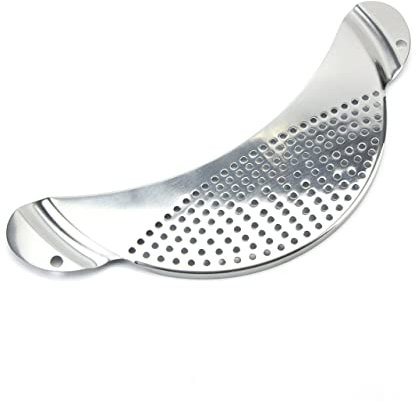 PRETYZOOM Moon Shape Stainless Steel Pan Pot Drainer Spaghetti Pasta Strainer for Kitchen Sink Easy Draining