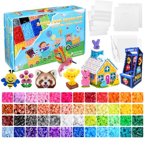 LIHAO 24000 Bügelperlen Set Steckperlen Kinder DIY Perlen für Bügelperlen Platte als Kinder Geschenk (5mm, 48 Farben)