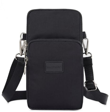 Dankforyou Damen Handytasche zum umhängen Schultertasche Umhängetasche Geldbörse für Alltag Büro Ausflug Einkauf, 19 x 10 x 6 cm, Schwarz Neun