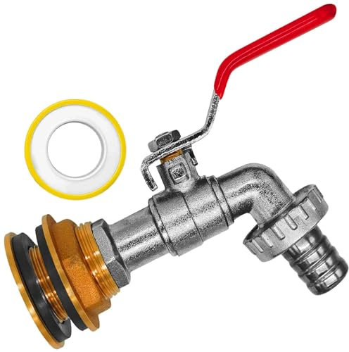 Regentonnendurchführung LochØ 34mm mit Hahn + Tülle-AußenØ 20mm