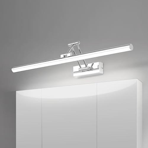 Klighten Lampada Da Specchio Bagno 60cm, Rotante IP44, 20W 1500 LM LED, Applique Moderna In Alluminio, Bianco Freddo 5500K, Cromo