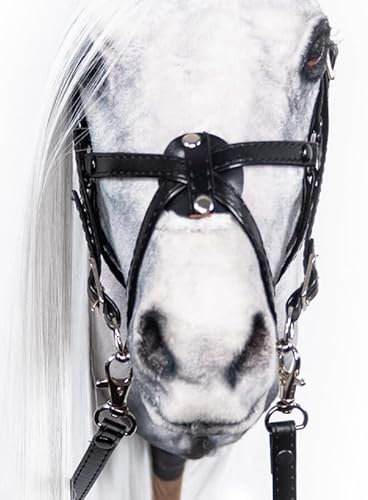 X-Group4th Zaumzeug für realistisch Hobby Horse A4, Pferd Zaumzeug + Pferdezügel, Steckenpferd, mexikanischer Reithalfter Nasenriemen Pferdegebiss Schwarz