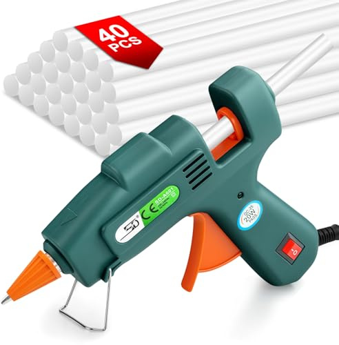 Flintronic Pistola de Pegamento Caliente, 20W Mini Pistola Silicona Manualidades, Calentamiento Rápido, con 40 Barras de Pegamento, para Bricolaje Artesanía, Reparaciones Industriales, Oficina