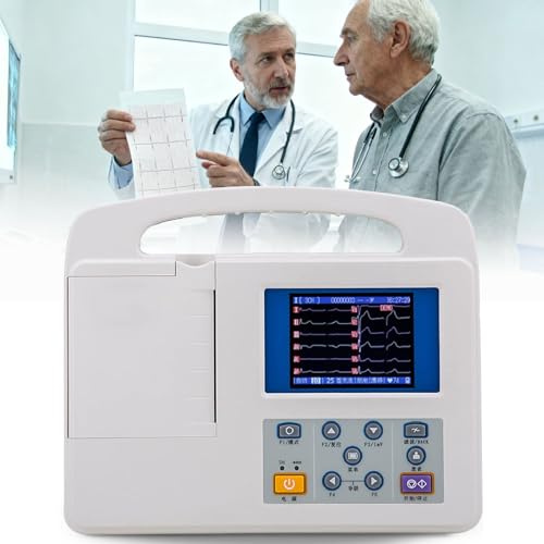 WEIZIIA Monitor de electrocardiógrafo Digital, Monitor portátil de ECG/EKG, Monitor de constantes vitales de 3 Canales y 12 derivaciones, Pantalla LCD de 3,5 Pulgadas, con Papel de impresión