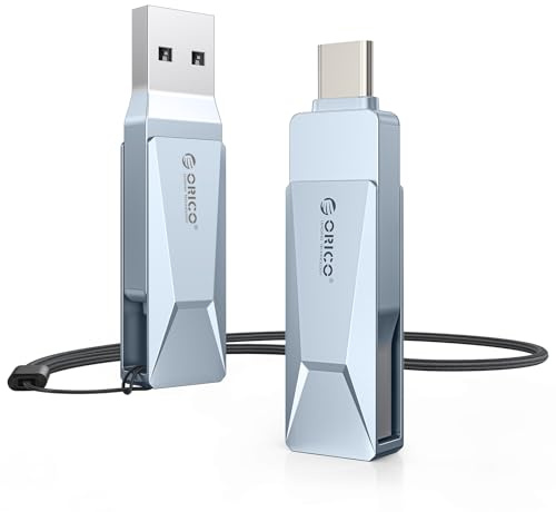 ORICO 32 GB USB-C och USB-A Flash Drive 150 MB/s metallhölje svänbar design stödjer OTG-funktion 2-i-1 PenDrive för USB C och USB A-enheter -CB05 BL