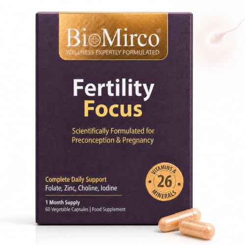 Conception Vitamins for Women | Pre Pregnancy Vitamins | 200mg CoQ10 | Prenatal Vitamins | Trying to Conceive Vitamins | Pregnancy Support with Folate, Zinc & 26 Nutrients | BioMirco Fertility Focus