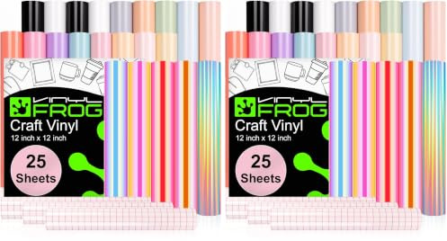 VINYL FROG Permanent Adhesive Vinyl Pack 12''x12'' 25 Sheets Glossy Vinyl (Pack of 2)