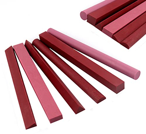 CBRIGHT Schärfstein Set, 6pcs 3000# Rubin Wetzstein-Set Kleiner feiner Wetzstein zum Schärfen von Meißel, Messer und Klingenwerkzeugen, verschiedene Formen [Länge:100mm(3.94Inch)]