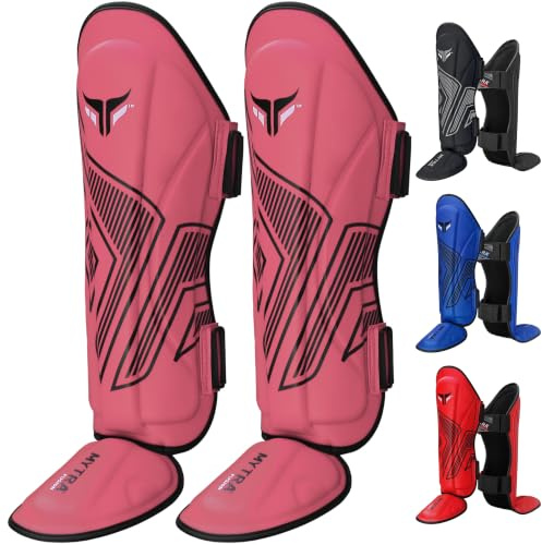 Mytra Fusion Adult Shin Pad, Shin Protector, Shin Guard for Boxing, MMA, Muay Thai, & Martial Arts Training (Pink, S/M)