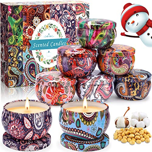 McNory Candela Profumate con 8 Profumi 100% Natural Soy Wax Durata 15-18 Ore Candela Profumate Regalo per La Decorazione di Aromaterapia La Festa Nuziale Bagno Yoga Natale Compleanno