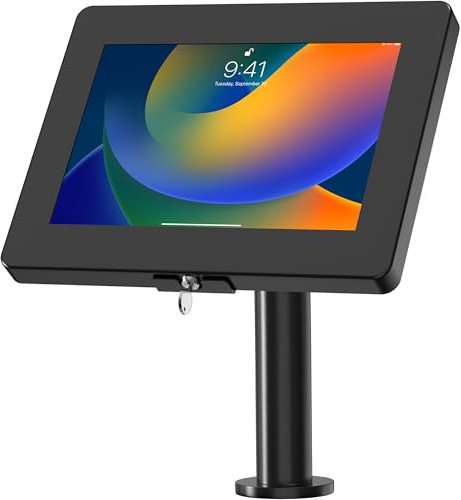 CTA Gooseneck iPad Wall Mount Enclosure - Wall Mount Enclosure for Tablets W/Curved Neck for iPad 7/8/9 Gen 10.2 - iPad Pro - iPad Air - Galaxy Tab - Lenovo Tab & More Tablets - Black - (PAD-PARANB)