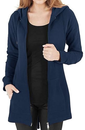 Vancavoo Sudadera con Capucha para Mujer Chaqueta Casual Jerseis Sudaderas de Otoño Ropa Deporte Cárdigan Chandal Invierno con Cremallera Camisa de Entrenamiento con Bolsillo Abrigos (Armada, XXL)