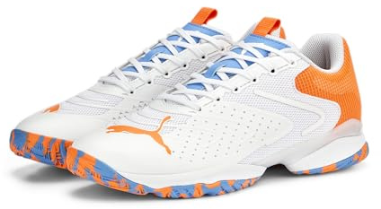 PUMA Solarattack RCT inomhussko för män, Puma Vit Ultra Orange Team Ljusblå, 45 EU