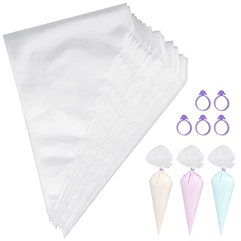 TAKUZA Manga pastelera desechable pequeña, 100 unidades, profesionales desechables, con 5 pinzas para manga pastelera, mangas pasteleras para decorar pasteles, tartas, galletas, hornear casa