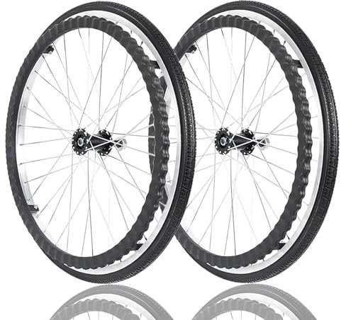 ESOYAWE Rollstuhlräder Satz Von 2, 24 Zoll Rollstuhl Hinterräder Mit Felgen, rutschfeste Pannensicheres Solides Polyurethan Rehabilitationsrad Für Behinderte Fahrzeuge, Maximale Belastung 100kg (Colo