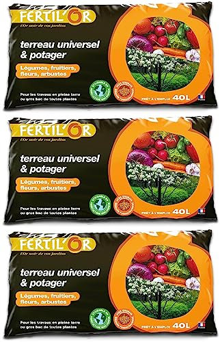 Terreau universel et potager pleine terre ou bac 40 litres Lot de 3