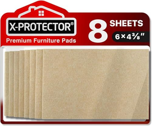 X-Protector 8 Pack Felt Pads for Furniture - Premium Beige Felt Sheets 15 x 11 cm Cut Large Furniture Pads to the Size You Need - The Best