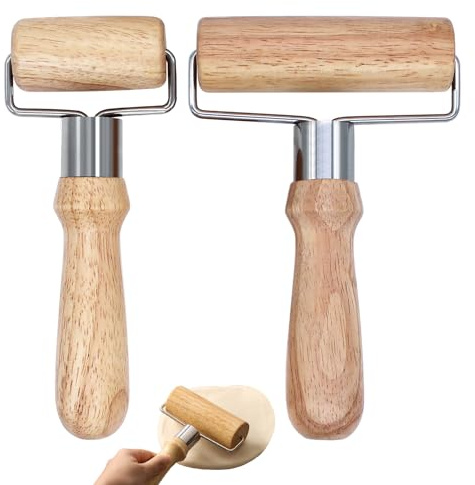 AIMEKE 2 Pezzi Mattarello Piccolo e Medio Matterello in Legno Rullo per Pasta Rullo da Forno in Legno di Faggio per Impasto per Torte Pizza Fondente Biscotti