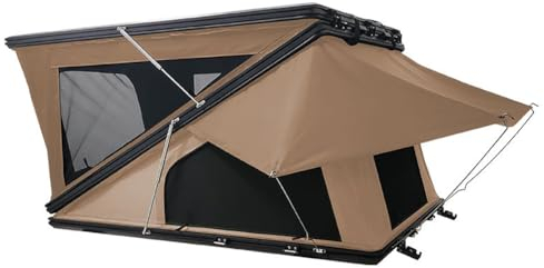 KK-GGL Tenda per Auto Pop -Up All'aperto, Tenda del SUV per Tetto, Tenda per Tetto per Auto Deluxe da Campeggio, Accessori da Campeggio di Lusso, Tenda con Guscio Duro per 3 Persone,Marrone