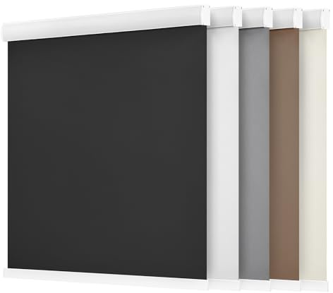 LazBlinds Cordless Roller Shades, Free-Stop Blackout Roller Blinds with Cassette Valance, Thermal Insulated UV Protection Waterproof, Roll Up Blinds for Windows, 68'' W x 72'' H, White