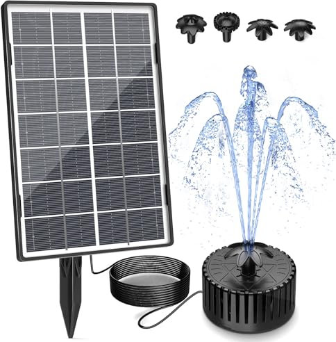 AISITIN 3.5W Solar Pump, Solar Water Fountain Outdoor with Upgraded Glass Solar Panel and 4 Nozzles, Powered Fountain for Bird Bath, Ponds, Garden, Fish Tank and Swimming Pool