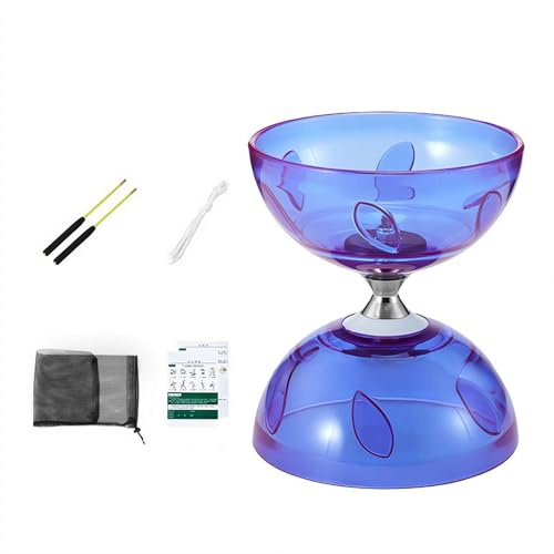 Diabolo Chinese Yoyo Set – Portable Large Triple Bearing Yoyo with Stick, String & Net Bag, Soft Rubber Diabolo for Kids, Adults & Elderly (Large Purple)