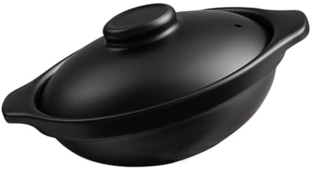 Hemobllo Cacerola De Cerámica 1.3l Resistente Al Calor Olla Para Guisar Base Plana Para 2-3 Personas Utensilios De Cocina Domésticos Para Guisos, Sopas y Estofados