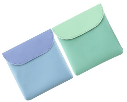 DECOMELODY 2piezas Bolsa Para Compresas Sanitarias De Pu Resistente y Compacta Con Cremallera Práctica Pouch Menstrual Portátil Para Mujeres Almacenamiento Discreto Para Aseo Femenino Verde y